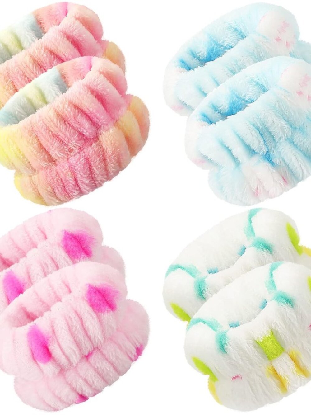 4 Pairs Wrist Bands for Washing Face Microfiber,Brisk Colors